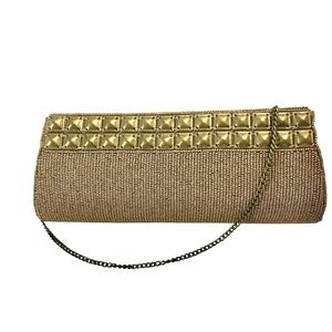 BOUGAINVILLEA Vintage Beaded Boho Gold Bronze Clutch Shoulder Wristlet Bag